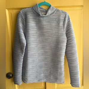 Pilcro Blue with silver detail textured mock neck top
